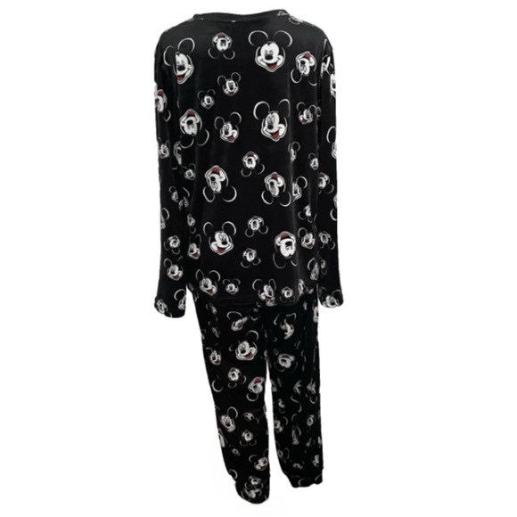 Disney Mickey Mouse Fleece Pajama Set Black Loungewear - Large - Picture 6 of 8